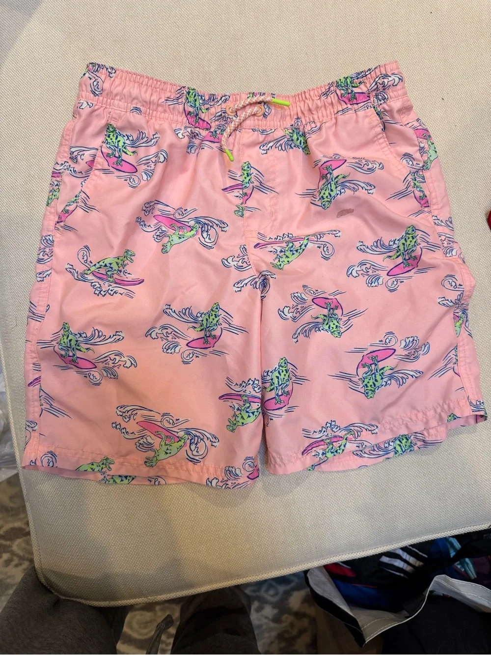 Cat & Jack Pink Surf T-Rex Swim Trunks